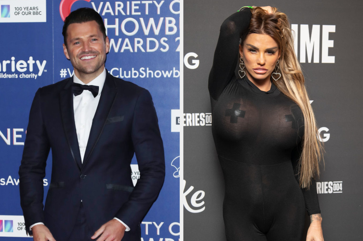 Katie Price and Mark Wright in separate red carpet photos