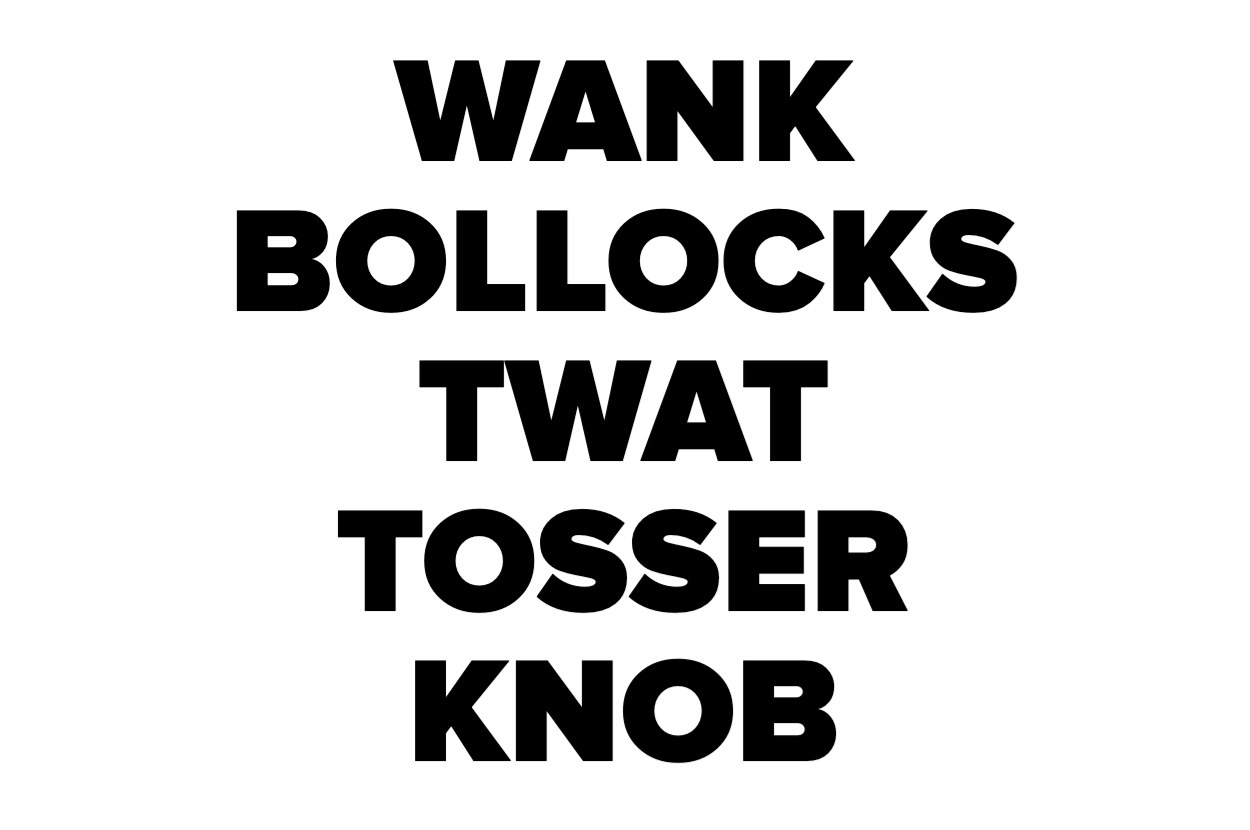 image containing british swear words