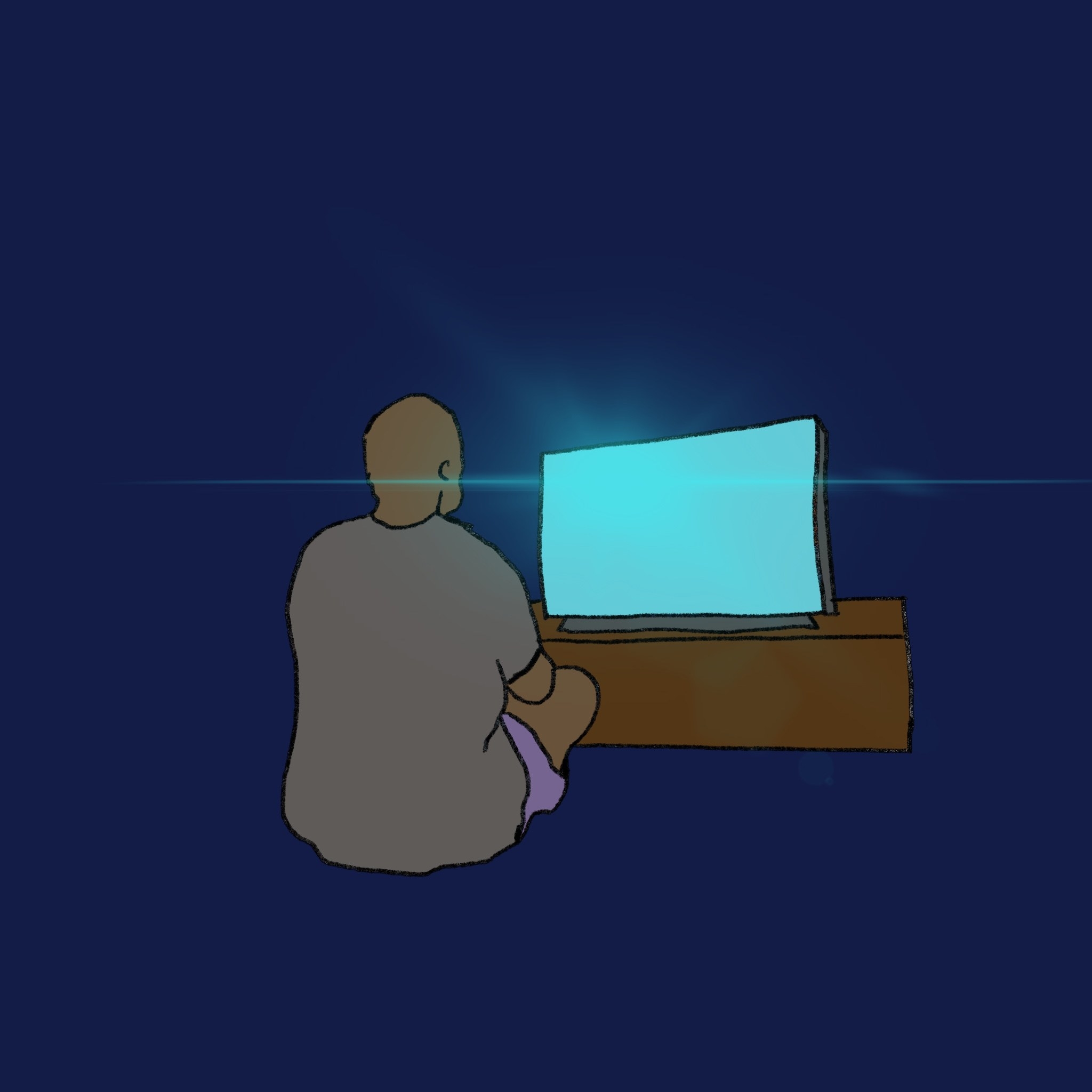 watching tv in the dark