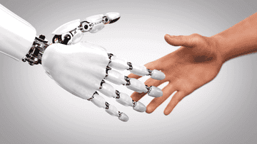 shaking hands with robot
