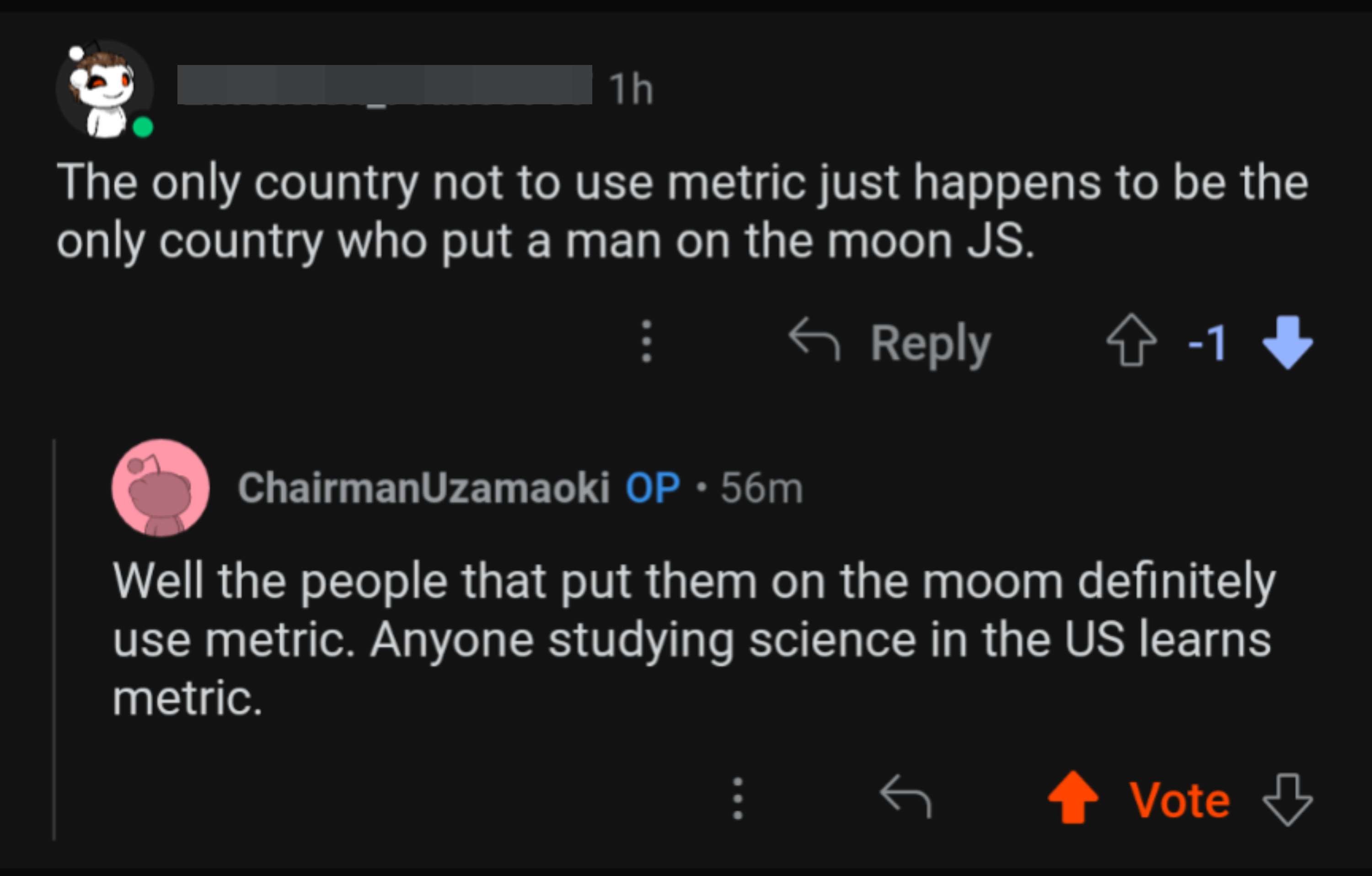 Person who says the only country who doesn&#x27;t use metric put a man on the moon, and someone says anyone at NASA knows metric