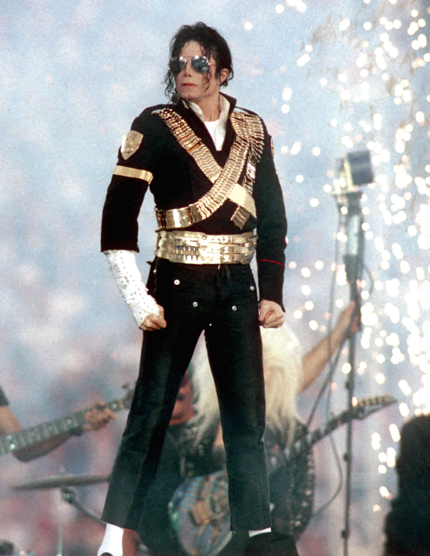 Michael Jackson performs during halftime of a 52-17 Dallas Cowboys win over the Buffalo Bills in Super Bowl XXVI