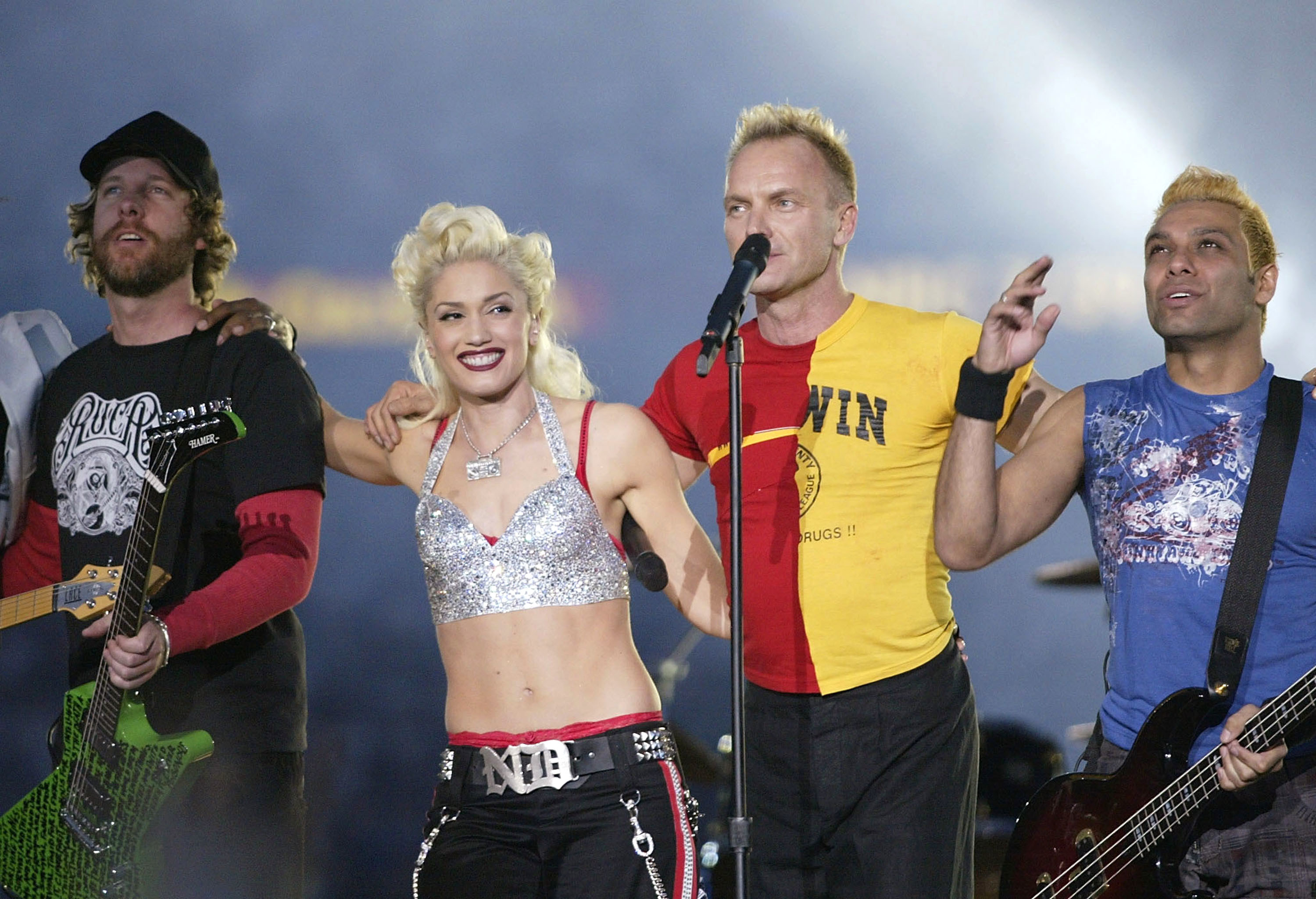 No Doubt and Sting perform during halftime of Super Bowl XXXVII