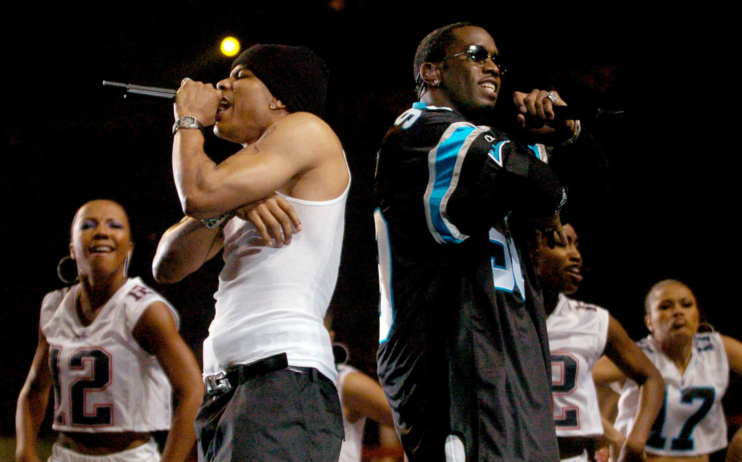 Nelly and Sean P. Diddy Combs during Super Bowl XXXVIII Halftime Show