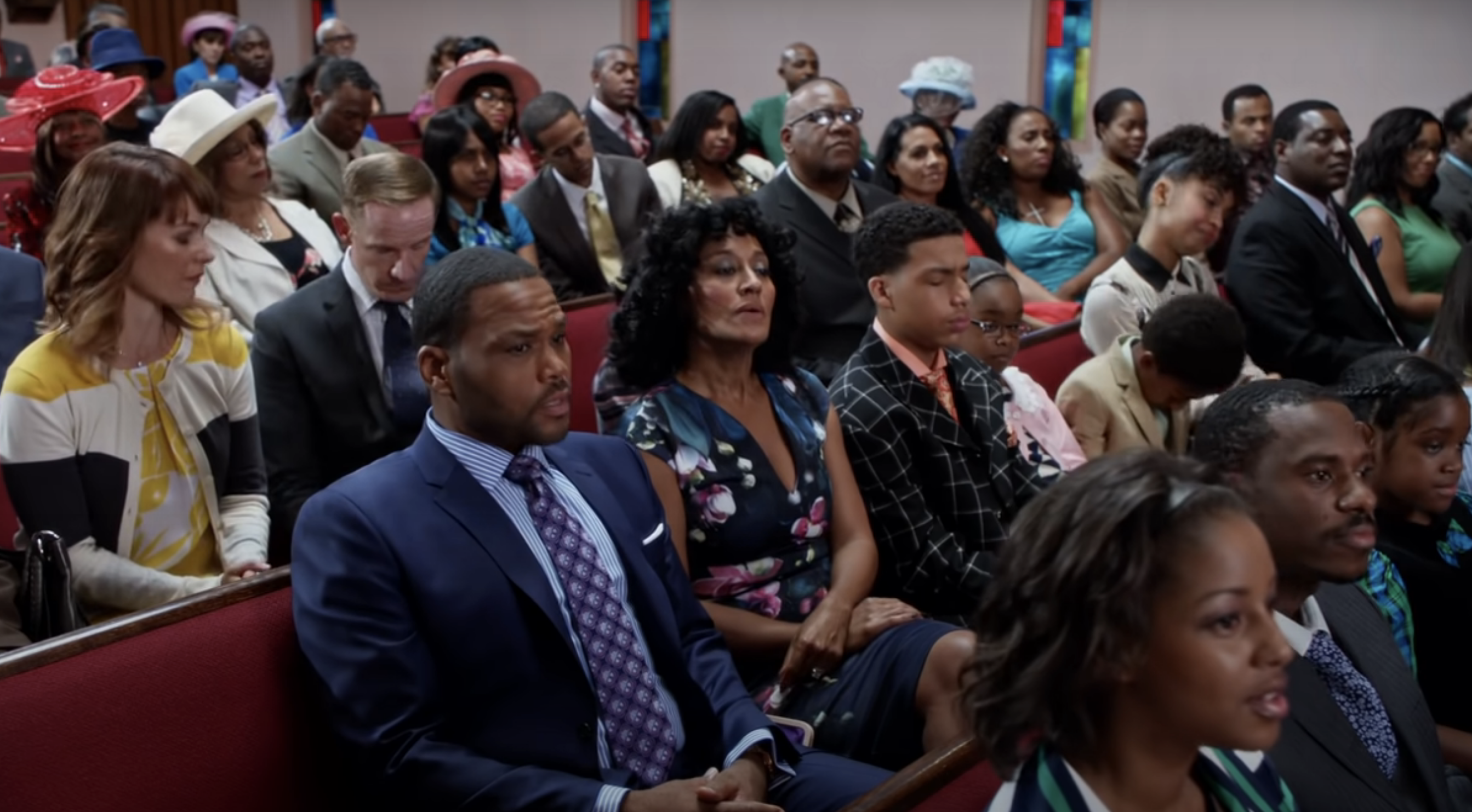 Family from Black-ish sitting in church