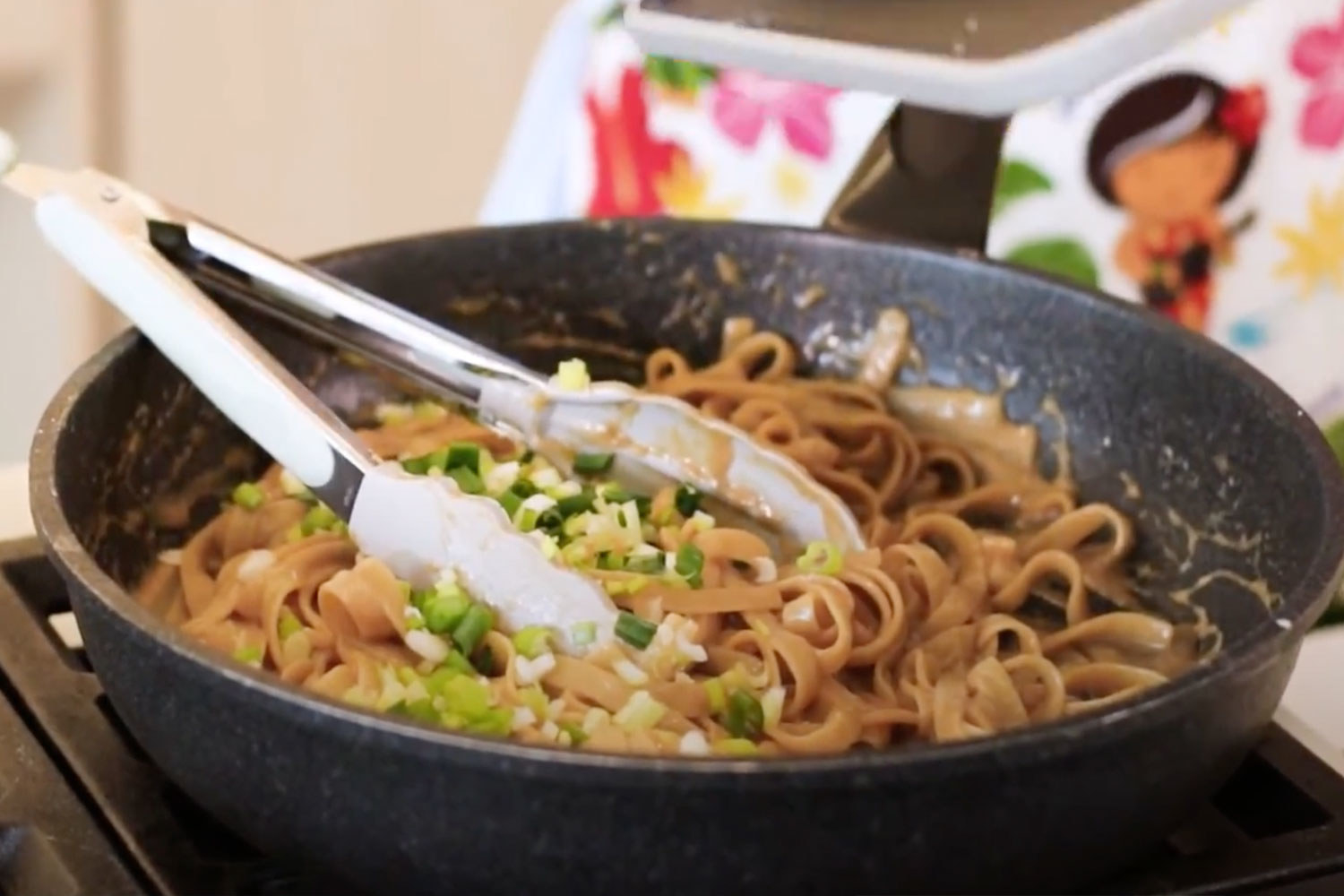 Miso pasta in a skillet