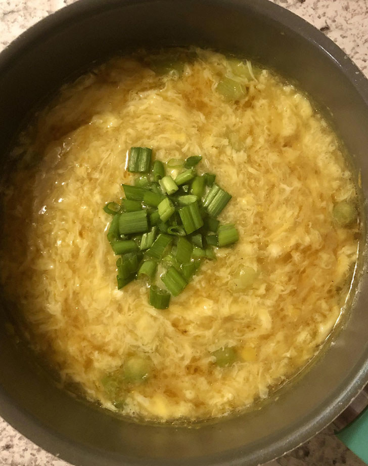 Homemade egg drop soup.