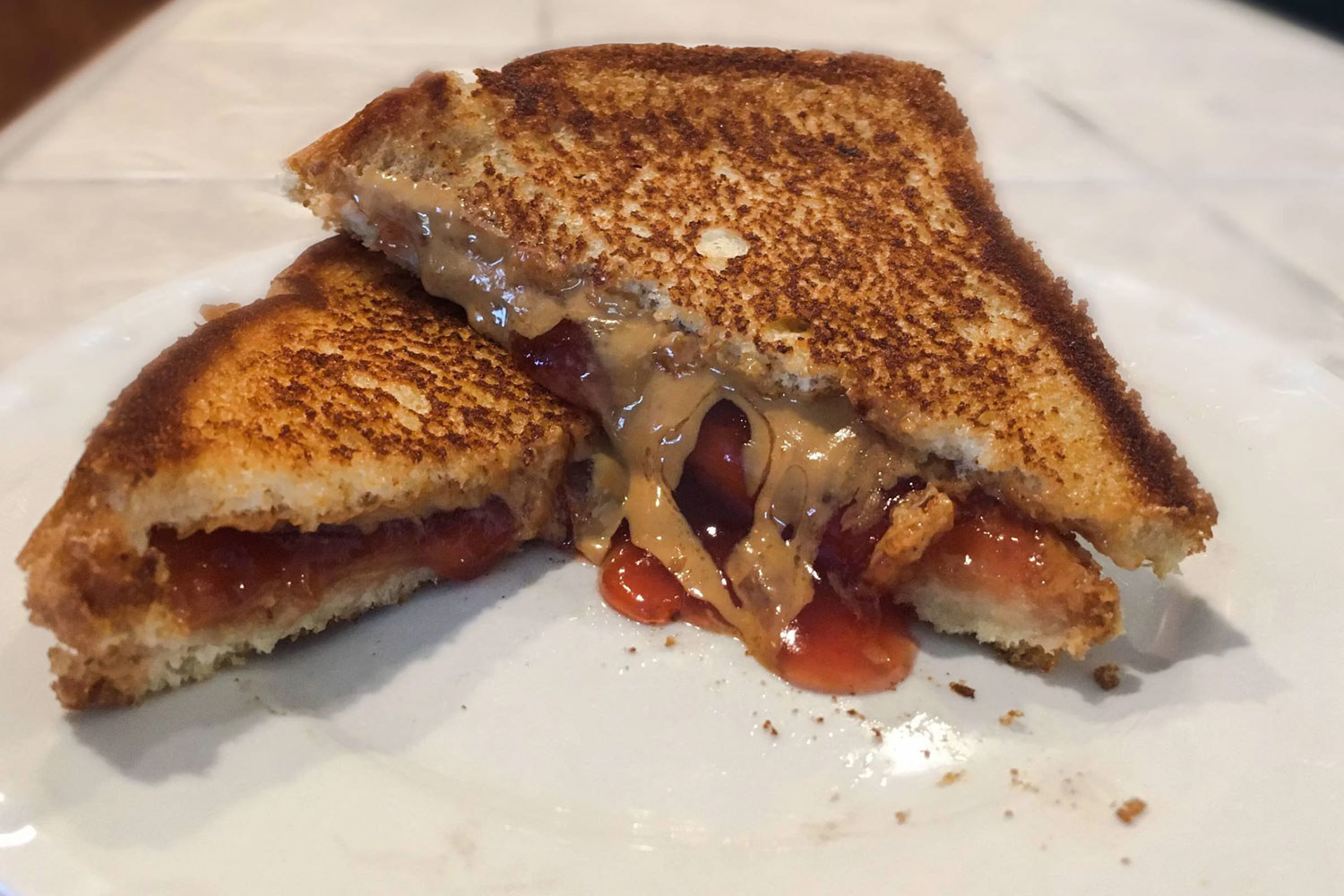 A grilled peanut butter and jelly sandwich