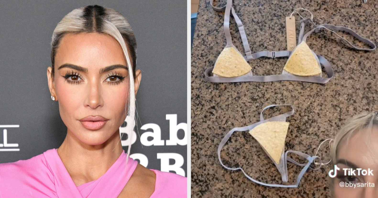 Kim Kardashian Ass In Thong Porn - Kim Kardashian's Skims Bikini Compared To Size Of Tortilla Chips On TikTok