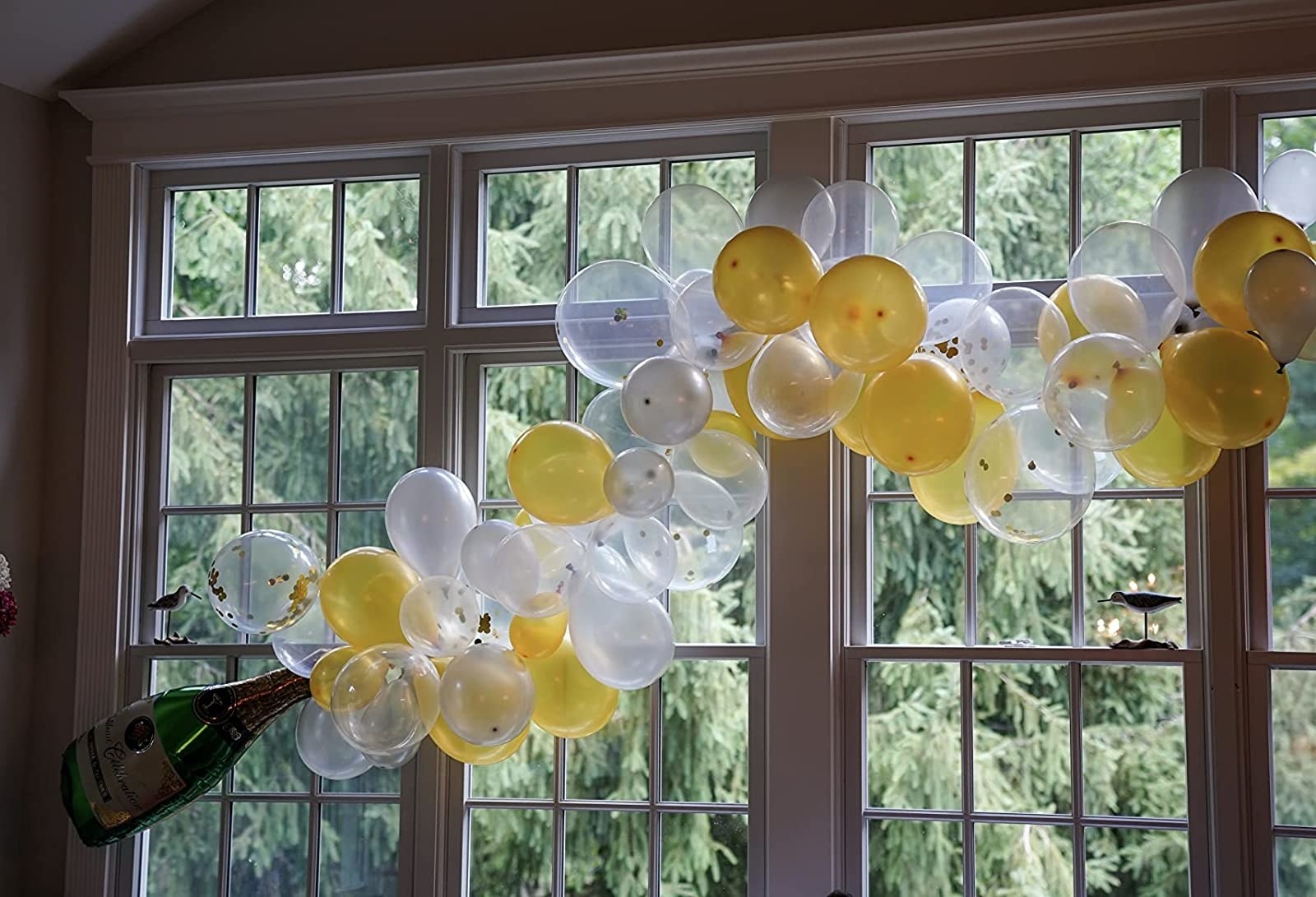 Reviewer image of balloon garland hung on the window