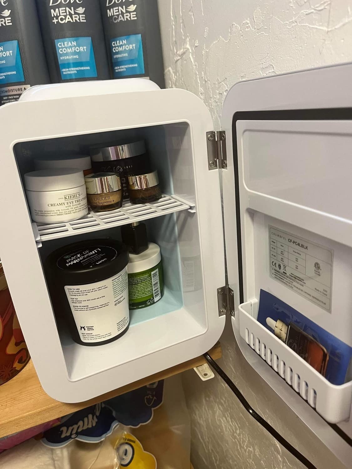 Reviewer image of skincare products in the fridge