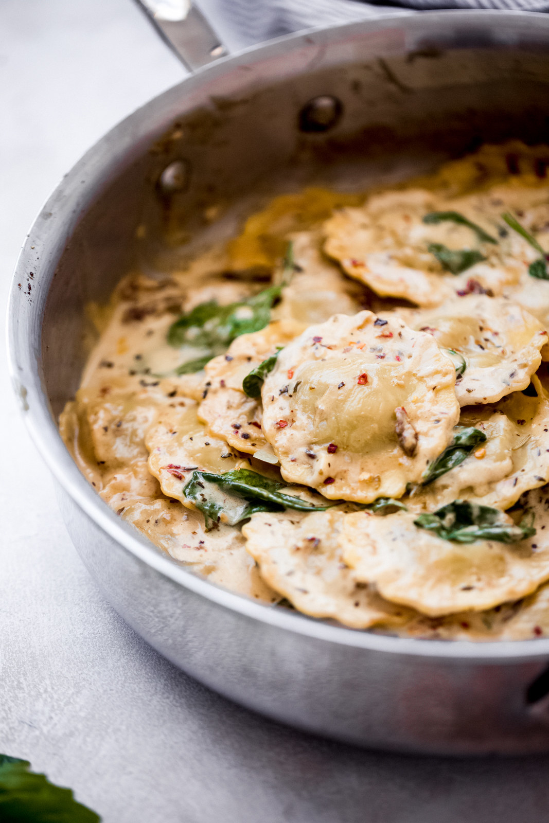 Ravioli skillet with creamy sauce
