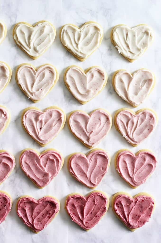 Ombré pink heart cookies