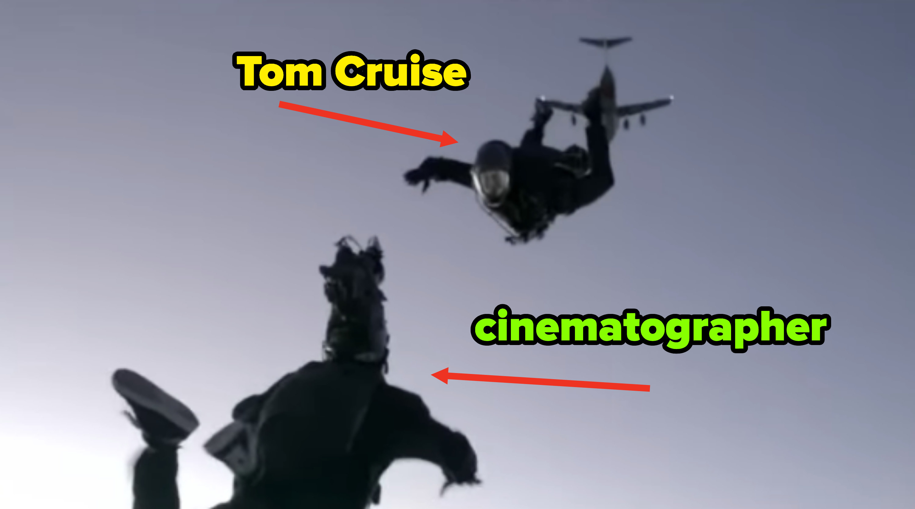 cinematographer and tom cruise in the air