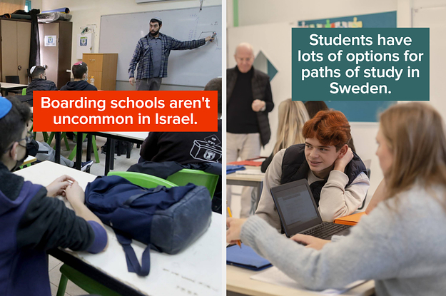 classroom in israel with students, classroom in sweden with students