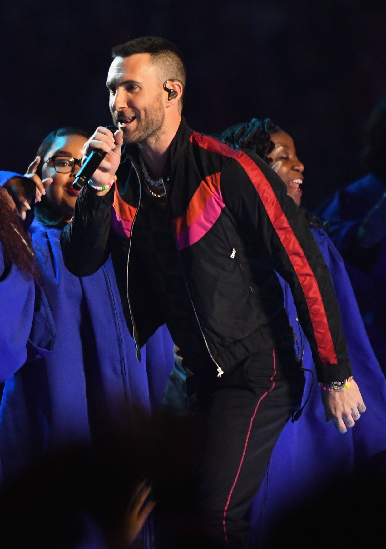 Adam Levine of Maroon 5 performs during the Pepsi Super Bowl LIII Halftime Show at Mercedes-Benz Stadium