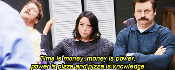 April on Parks and Rec talking