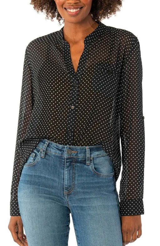 The black &amp;amp; white polka dot top