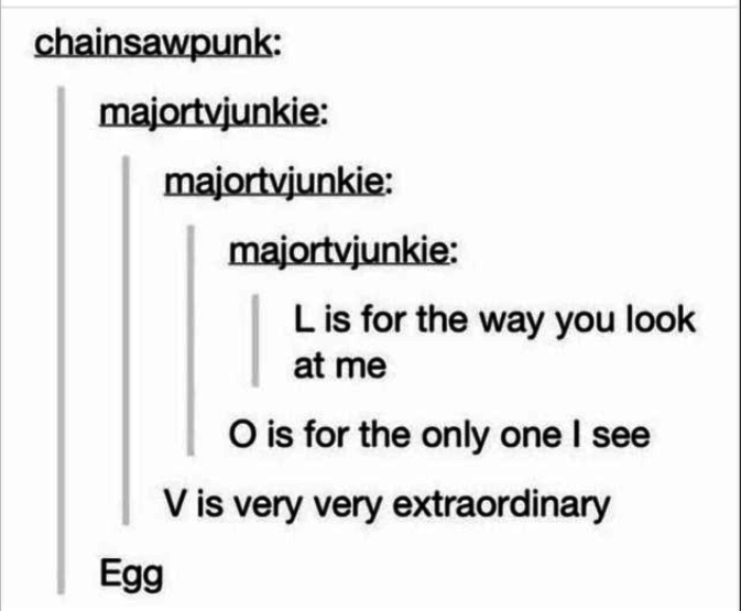Person screwing up people recounting lyrics by just saying egg