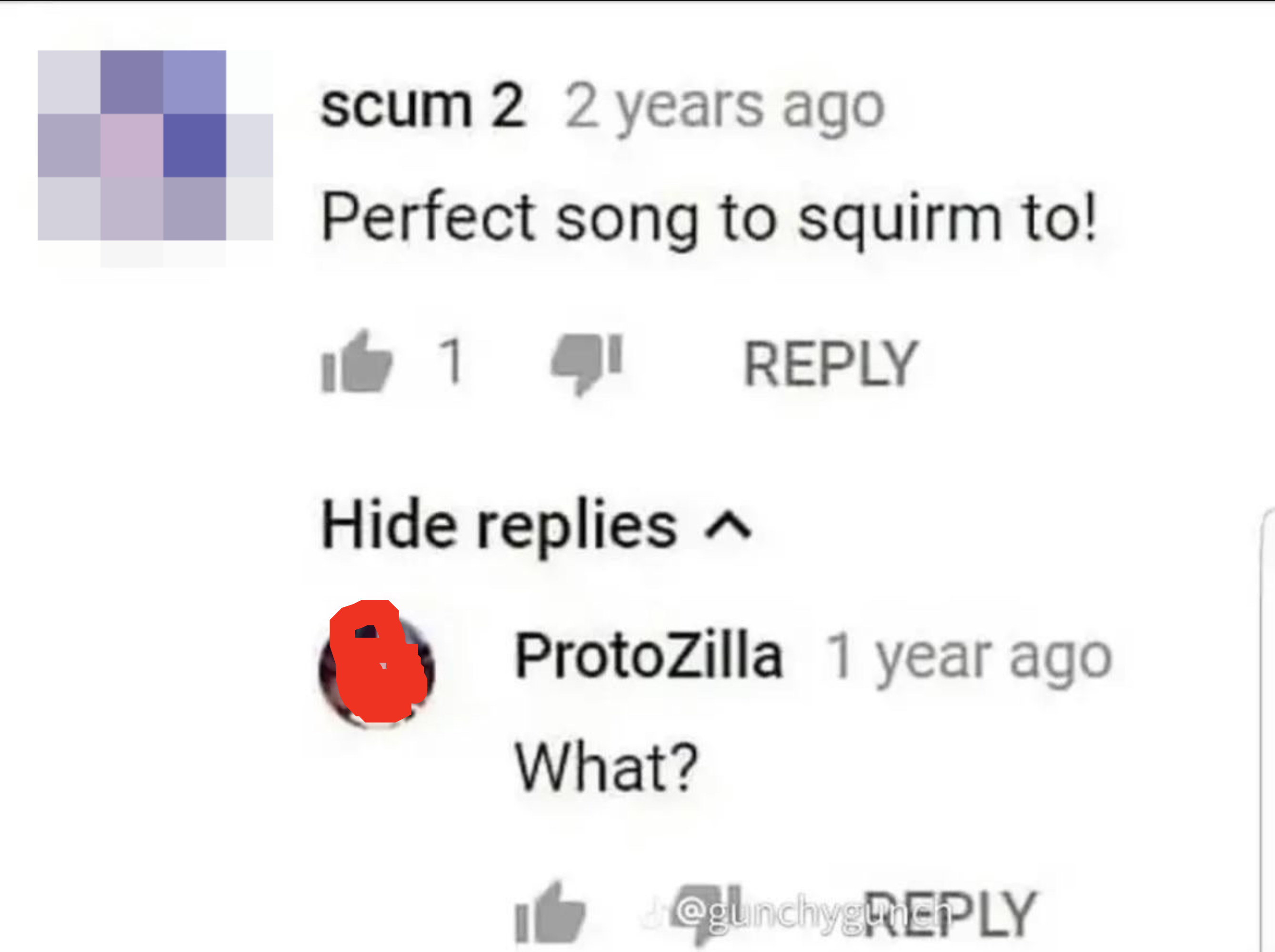 Person on YouTube saying a song is the perfect song to squirm to