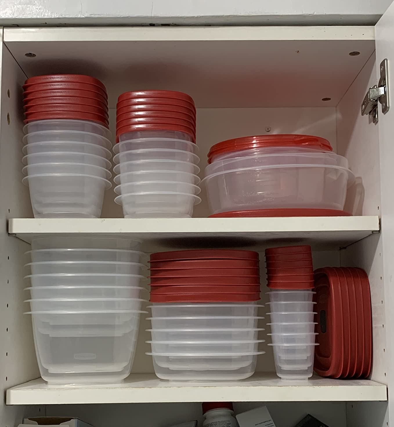 A reviewers containers neatly stacked in their pantry