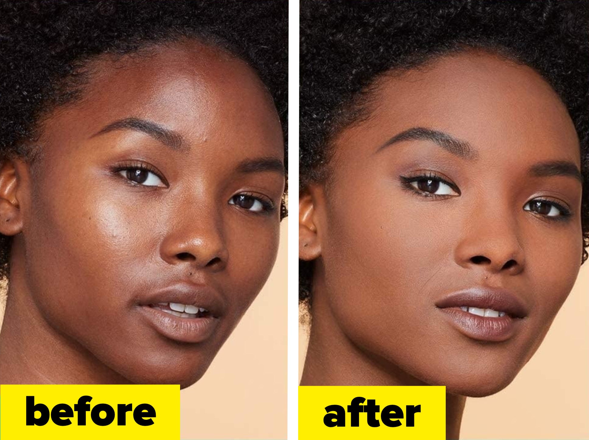 the before and after of a person wearing the maybelline fit me matte foundation