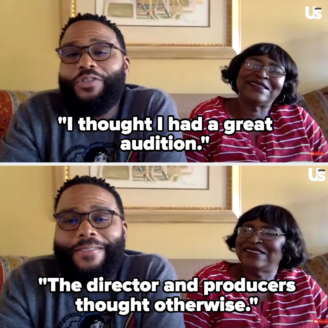 Anthony sitting with his mother and saying &quot;I thought I had a great audition; the director and producers thought otherwise&quot;