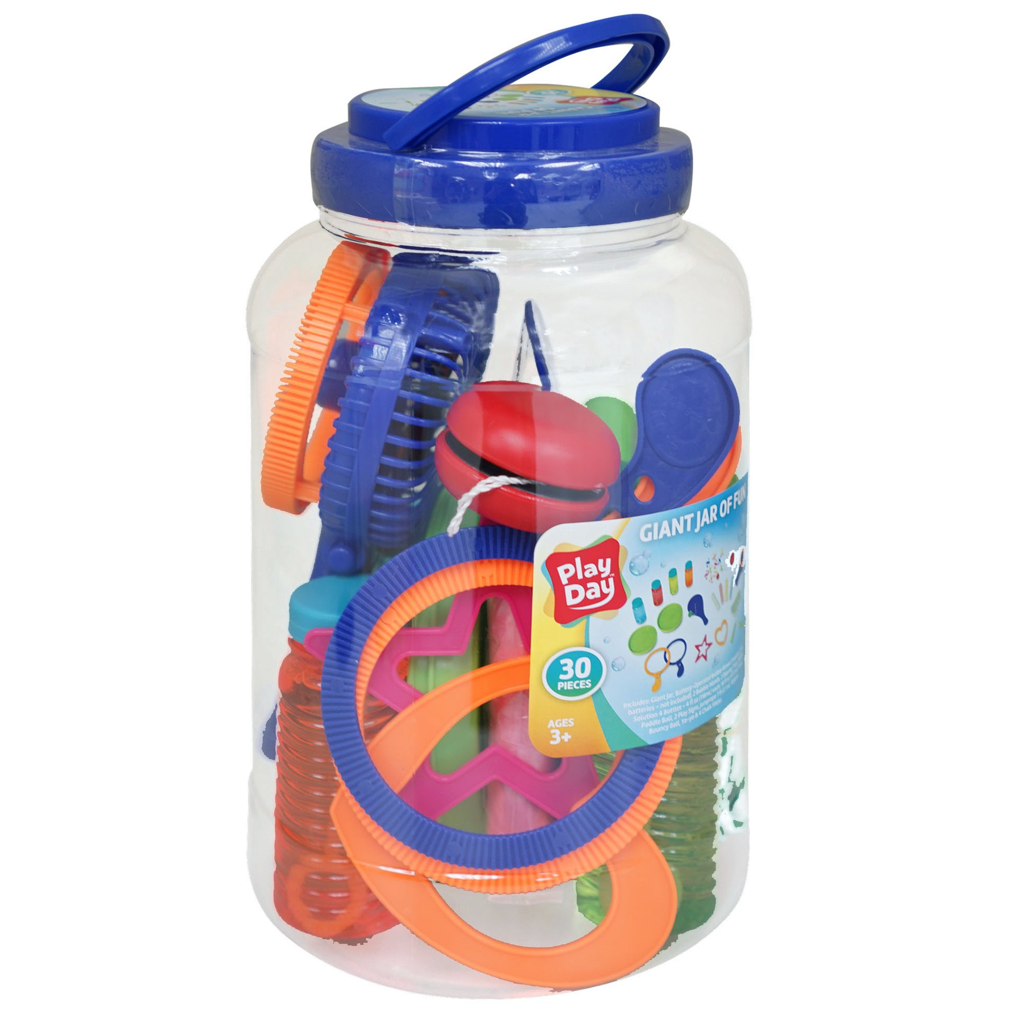 A jar filler with little toys