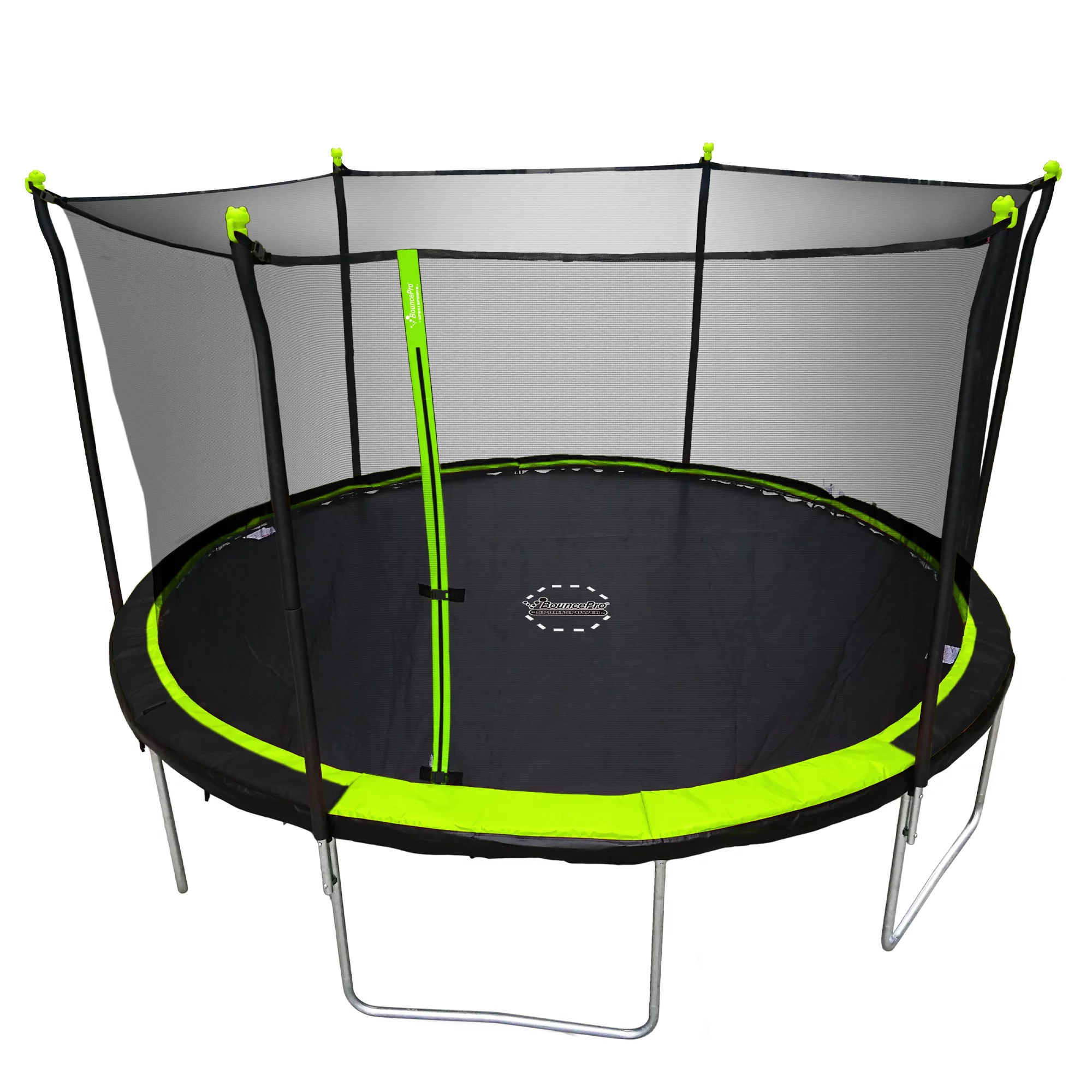 A trampoline with a safety net