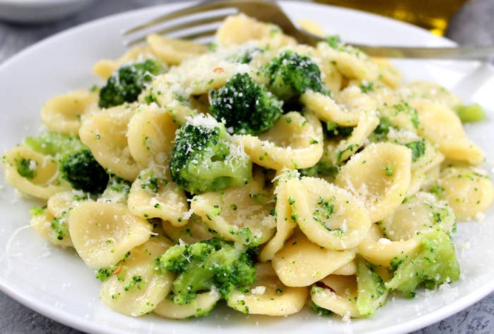 Homemade pasta orecchiette with broccoli
