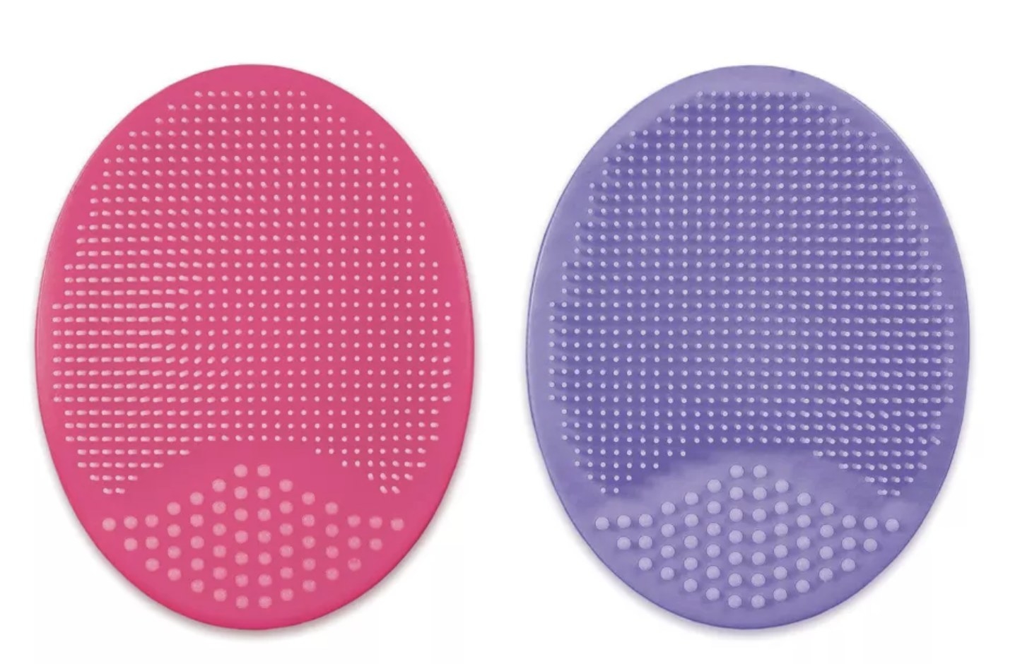 the scrubber in pink and purple