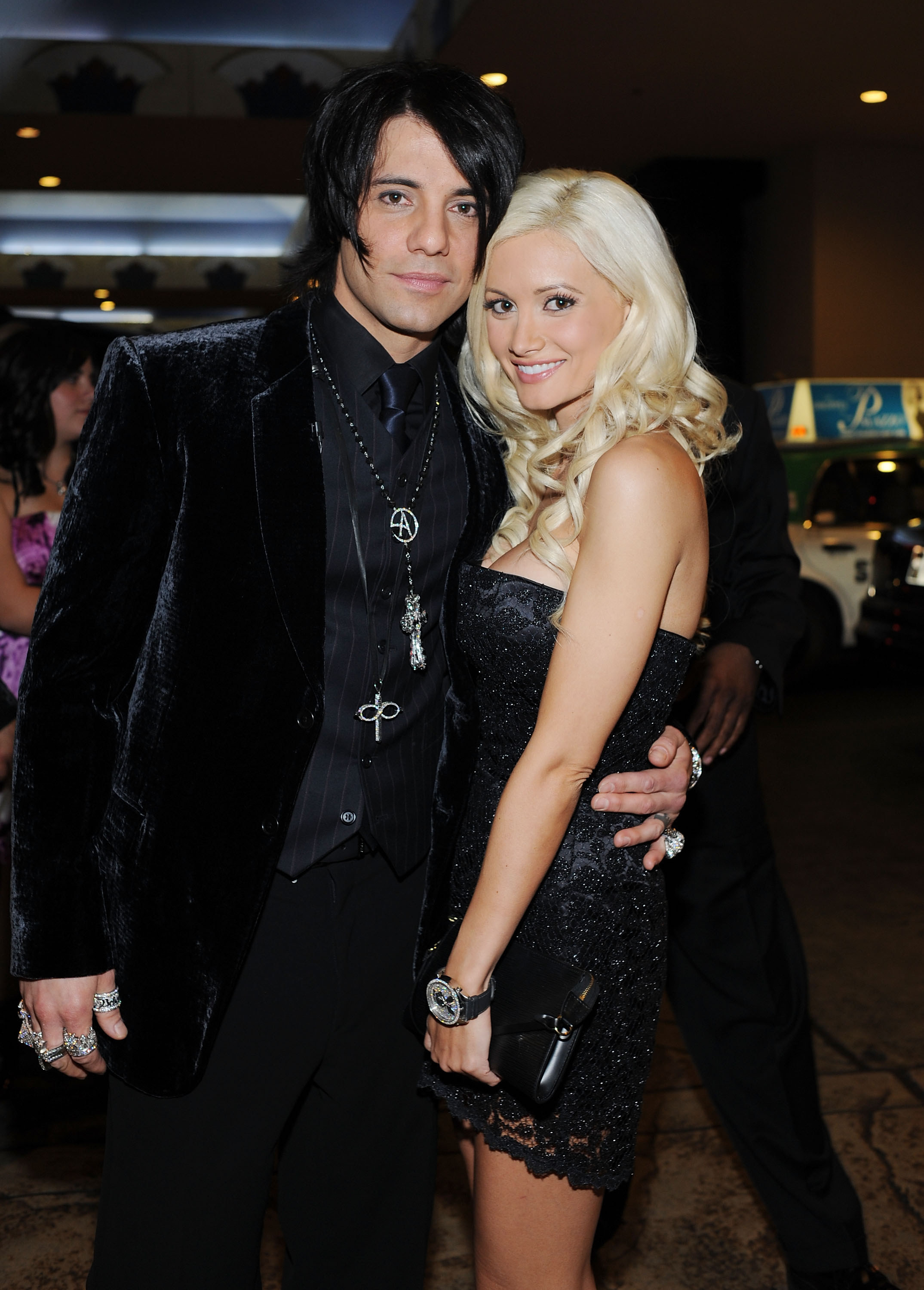 Criss Angel and Holly Madison arrive at the Gala Premiere of Criss Angel Believe by Cirque Du Soleil at the Luxor Hotel and Casino on October 31, 2008