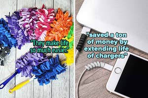 the duster refills "They make life so much easier.", the twisty cable extenders "saved a ton of money by extending life of chargers"