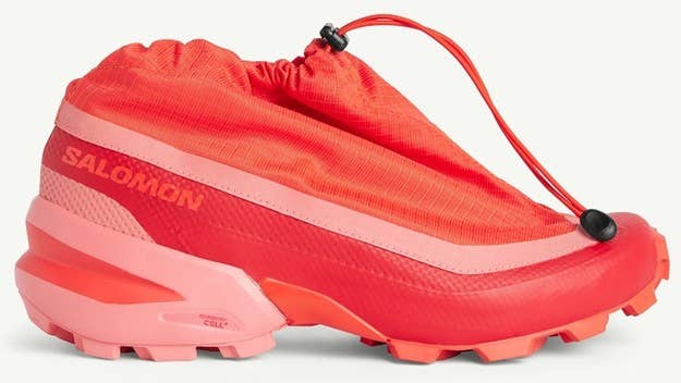 Rihanna wears a pair of red Maison Margiela MM6 x Salomon Cross Low sneakers for her highly anticipated performance during halftime of Super Bowl LVII.