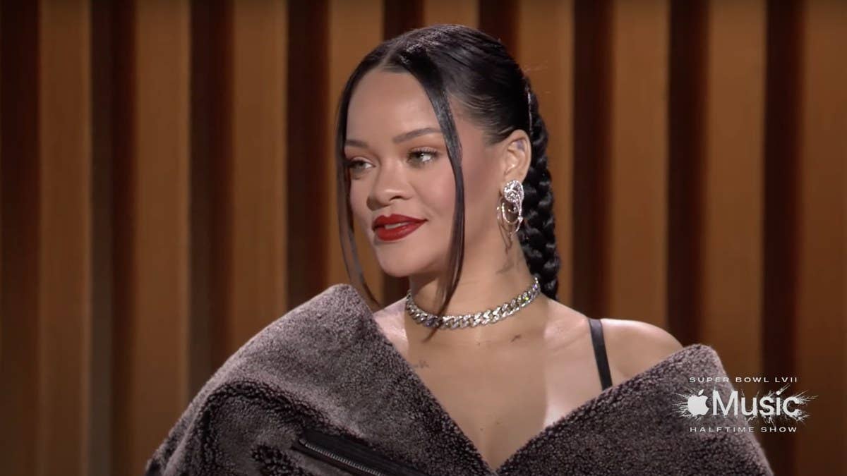Rihanna sat down with Apple Music for a press conference ahead of Super Bowl LVII where she'll be performing during the halftime show on Sunday.
