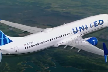 A United Airlines flight is pictured in progress