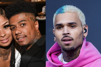 picture of blueface and chrisean rock split with image of chris brown