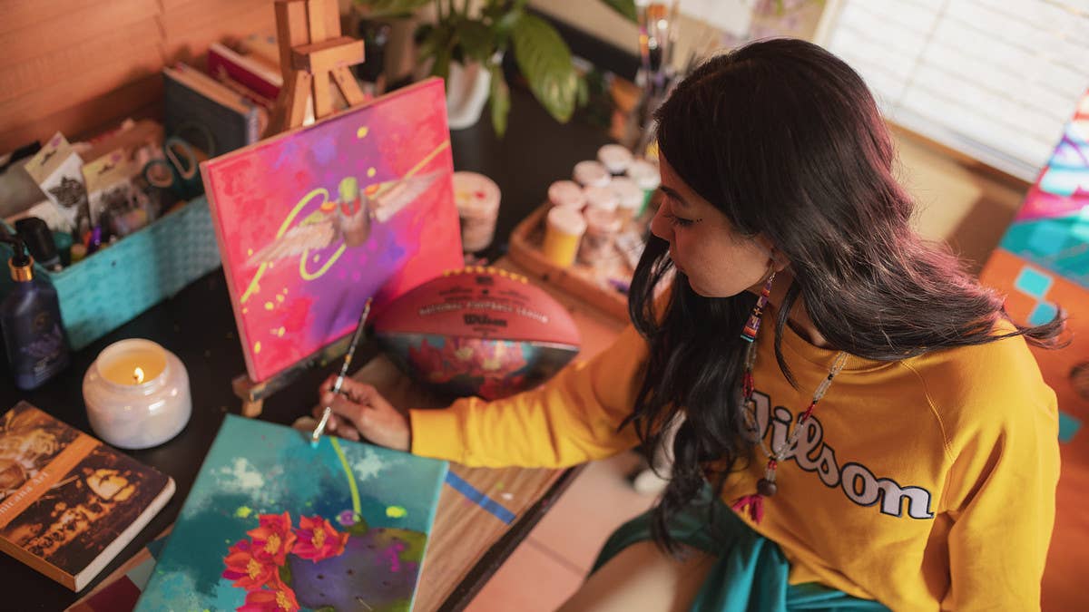 Wilson partners with Arizona-based artist Lucinda Hinojos to create a special football in celebration of Super Bowl LVII. Here's here design process.