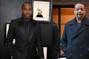 Pusha T at the 65th Grammy Awards and Ice T on set for Law and Order SVU