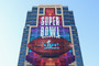 Super Bowl LVII logo is pictured on a building