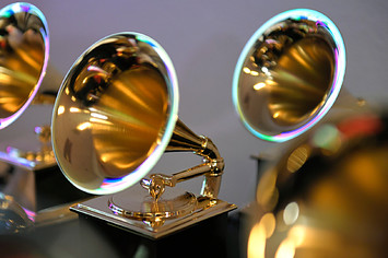 Grammys trophies are pictured