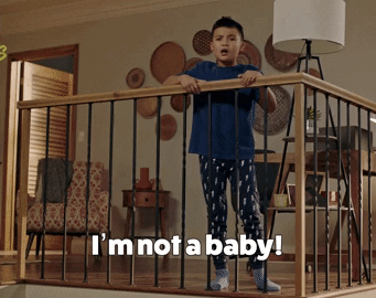 gif of character from run the burbs saying i&#x27;m not a baby