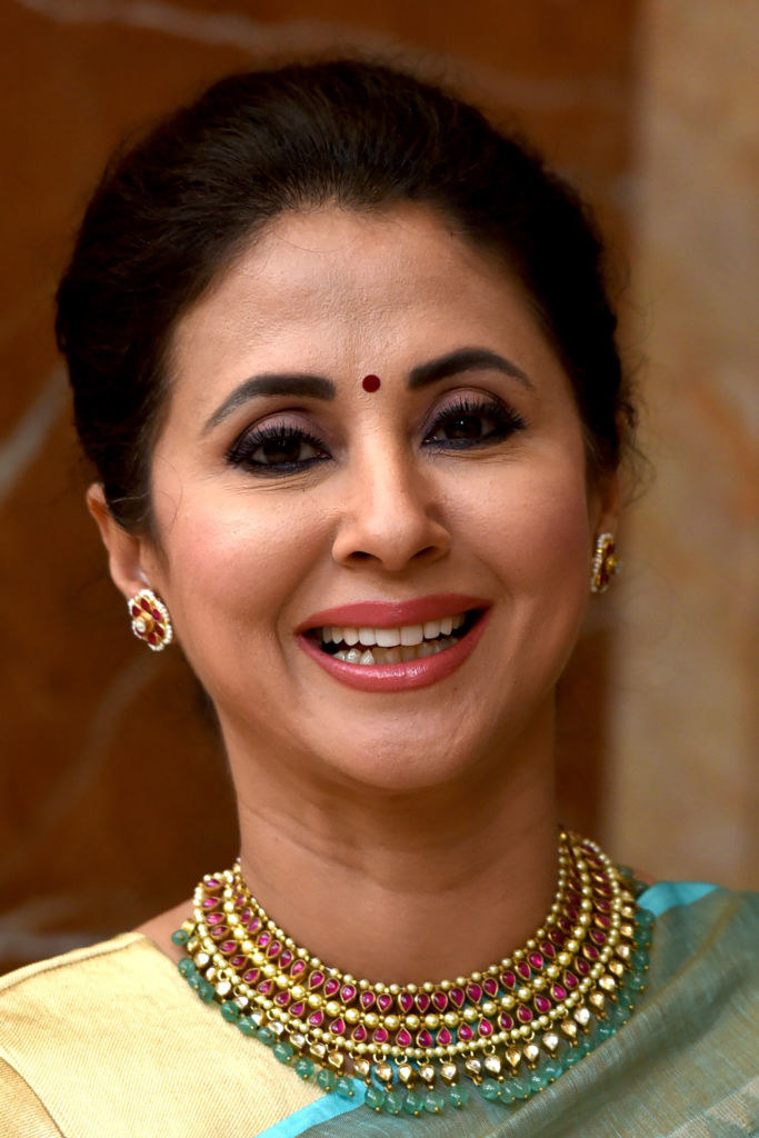Former Bollywood actress Urmila Matondkar poses for a picture after joining the right wing Shiv Sena political party
