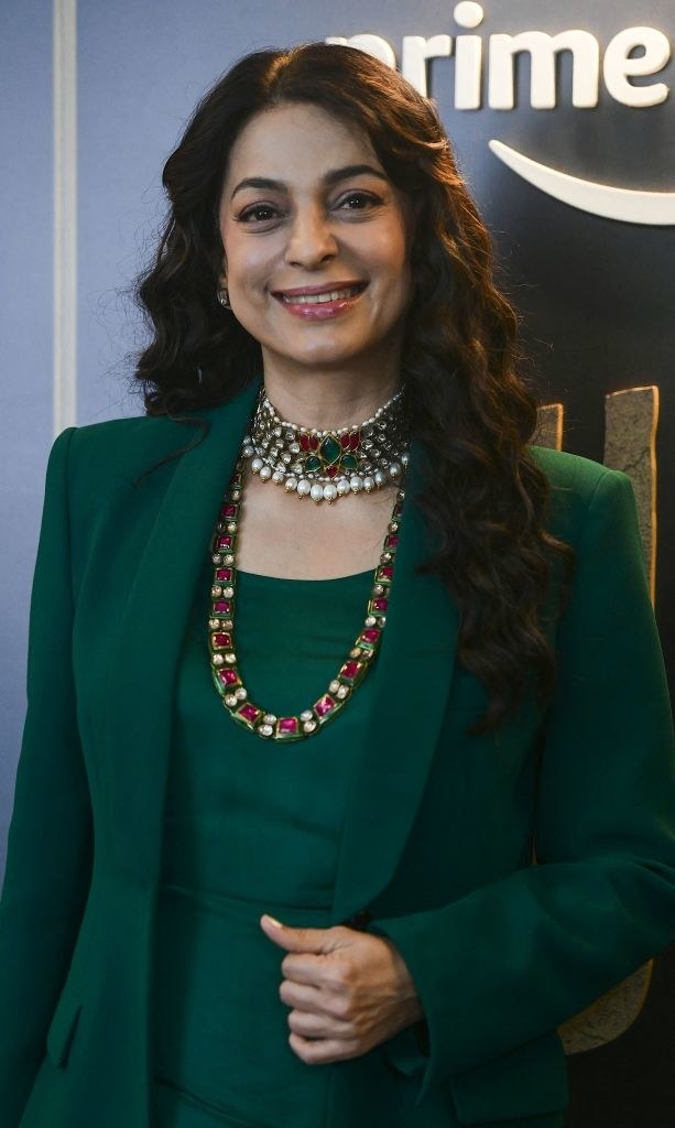 Bollywood actress Juhi Chawla poses for pictures