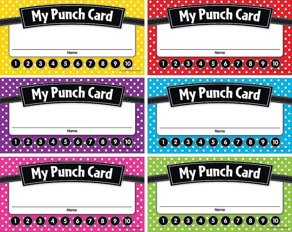 the punch cards in different colors