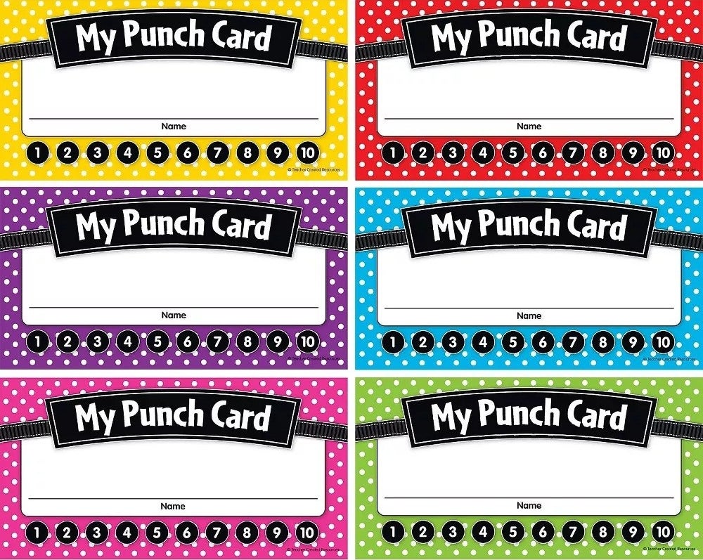 the punch cards in different colors