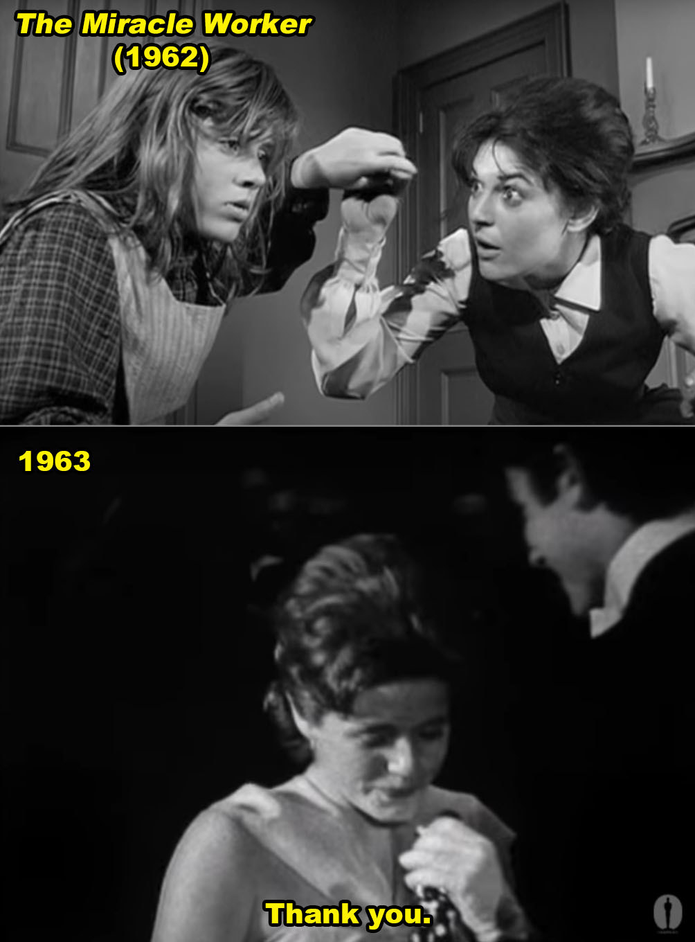 Patty in &quot;The Miracle Worker&quot; vs. her accepting her Oscar