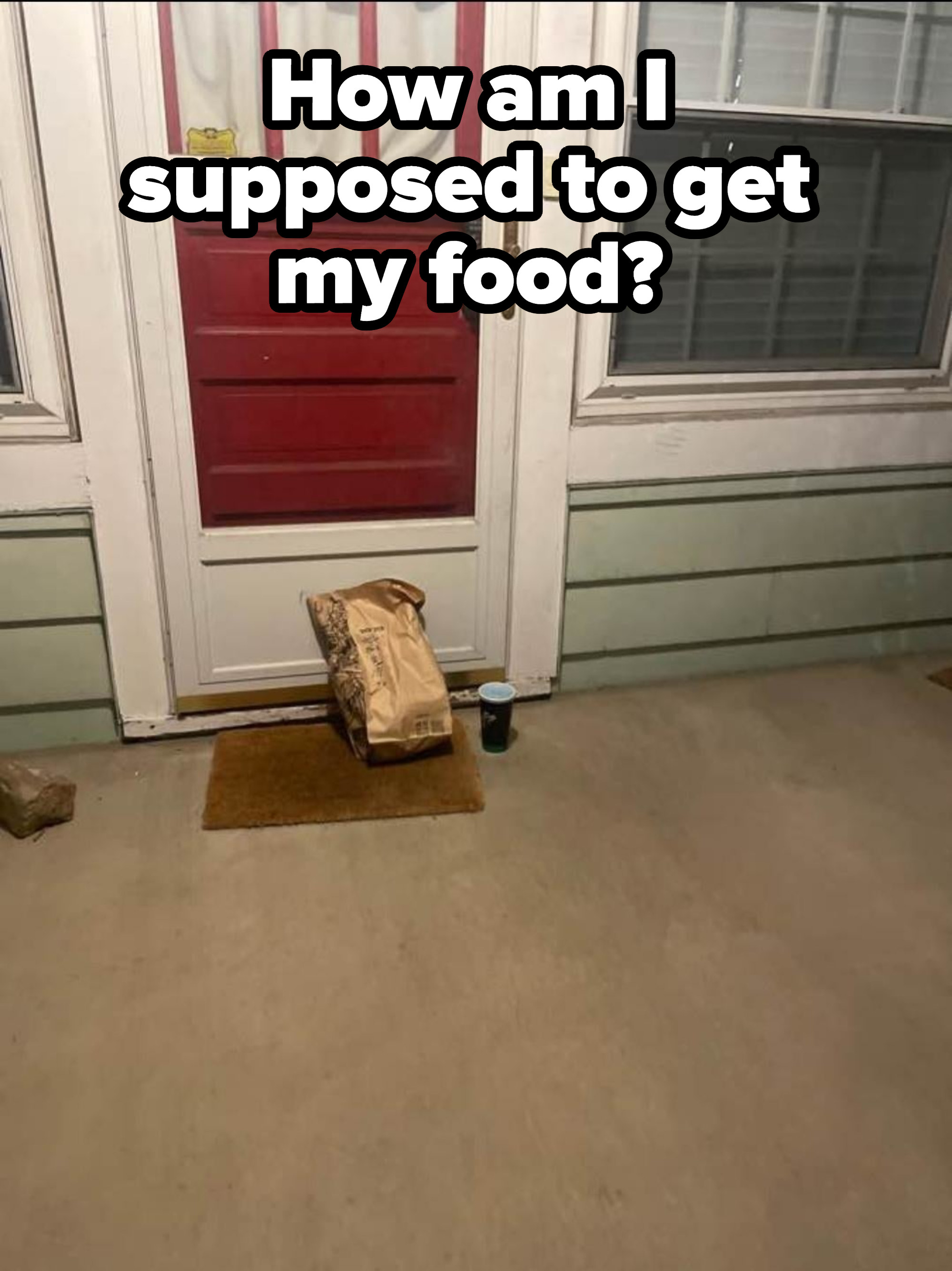 delivery foo directly in front of a door