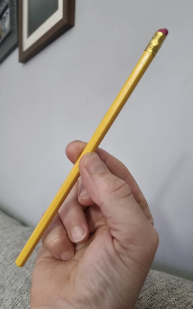 A hand holding a pencil