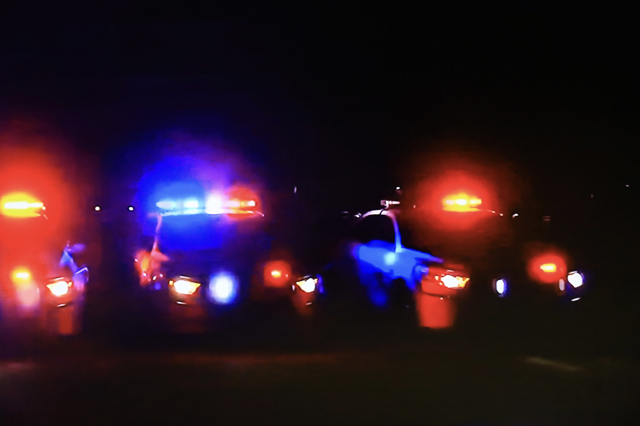 Police cars with flashing lights